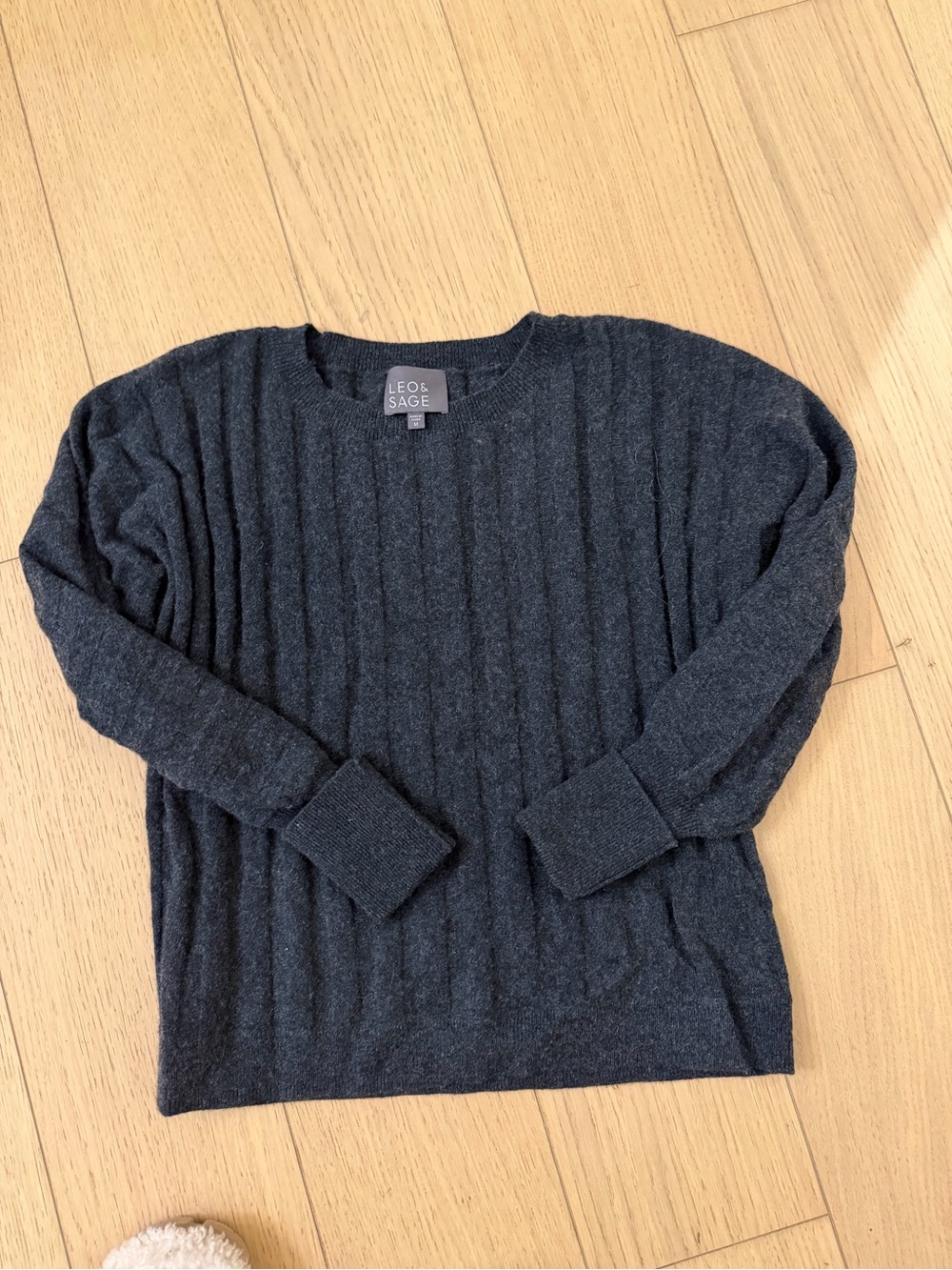 Women’s Dark Gray Ribbed Crewneck Sweater
